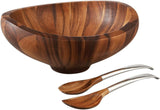 Nambe Acacia Wood Salad Bowls W Servers