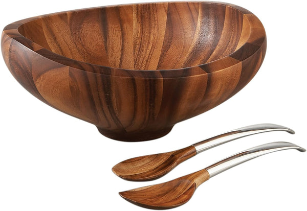 Nambe Acacia Wood Salad Bowls W Servers