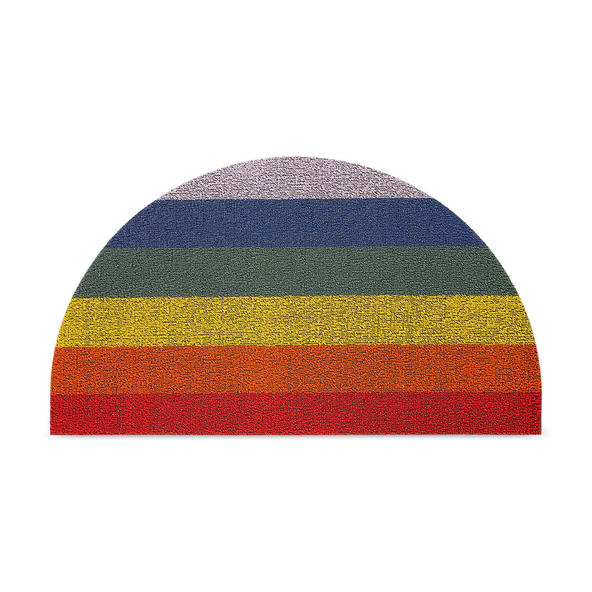 Chilewich Pride Stripe Shag mat, half round, rainbow stripe, 17.5 by 31 inches