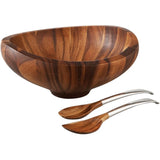 Nambé Acacia Wood Salad Bowls W Servers