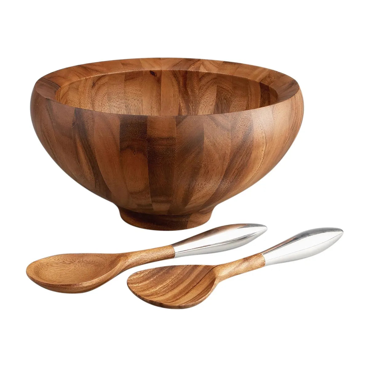 Nambé Acacia Wood Salad Bowls W Servers