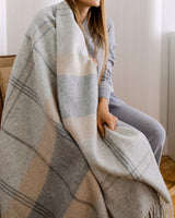 [from linenway.com] Alpaca Merino Wool Throws - Glengarry Plaid Light Grey