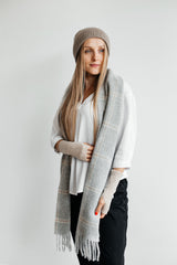 [from linenway.com] Alpaca Scarves - Light Grey w/ Tan + Stowe