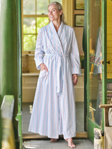 [from aprilcornell.ca] April Cornell Robes Hampton Stripe — White Blue