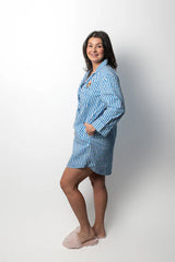 Blue striped pyjamas and nightshirt