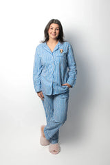 Blue striped pyjamas with long legs