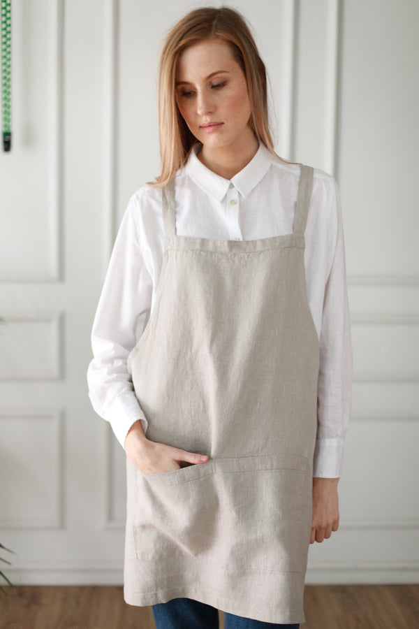 Cuisine Linen Apron Beige