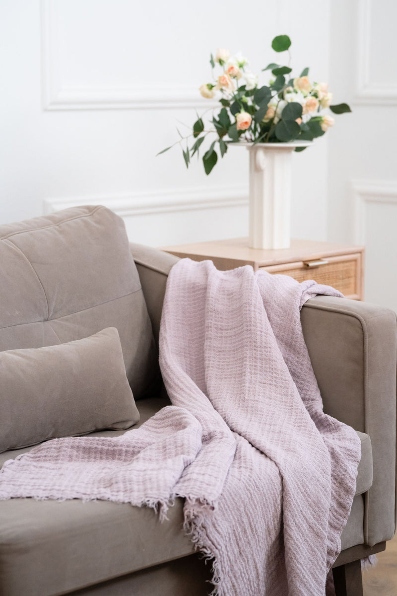 Hampton and Cabana Linen Throws - Lilac Ash