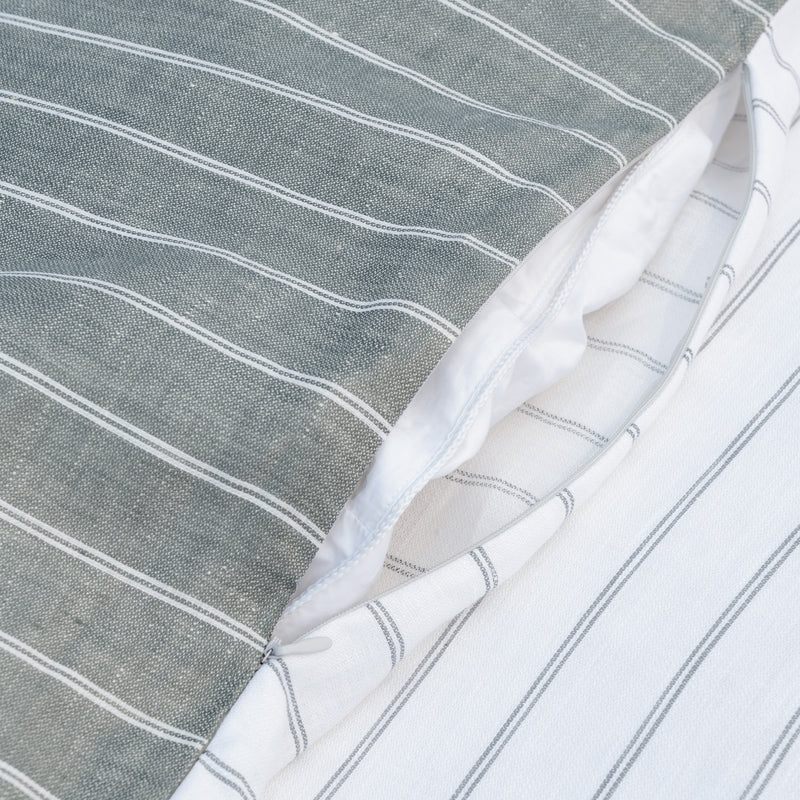 Linea Linen Jaquard Duvet Covers Shale/chalk Detail 11