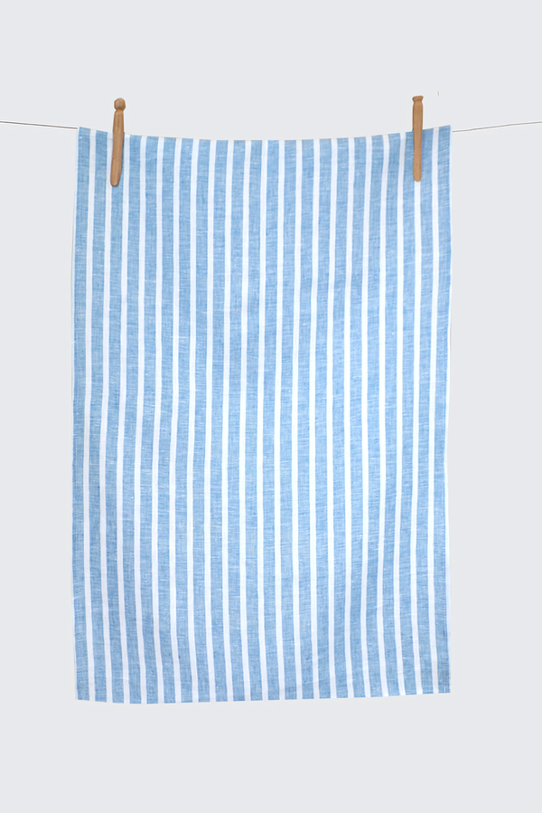 [from linenway.com] Linen Tea Towels - White/blue Flax Flowers