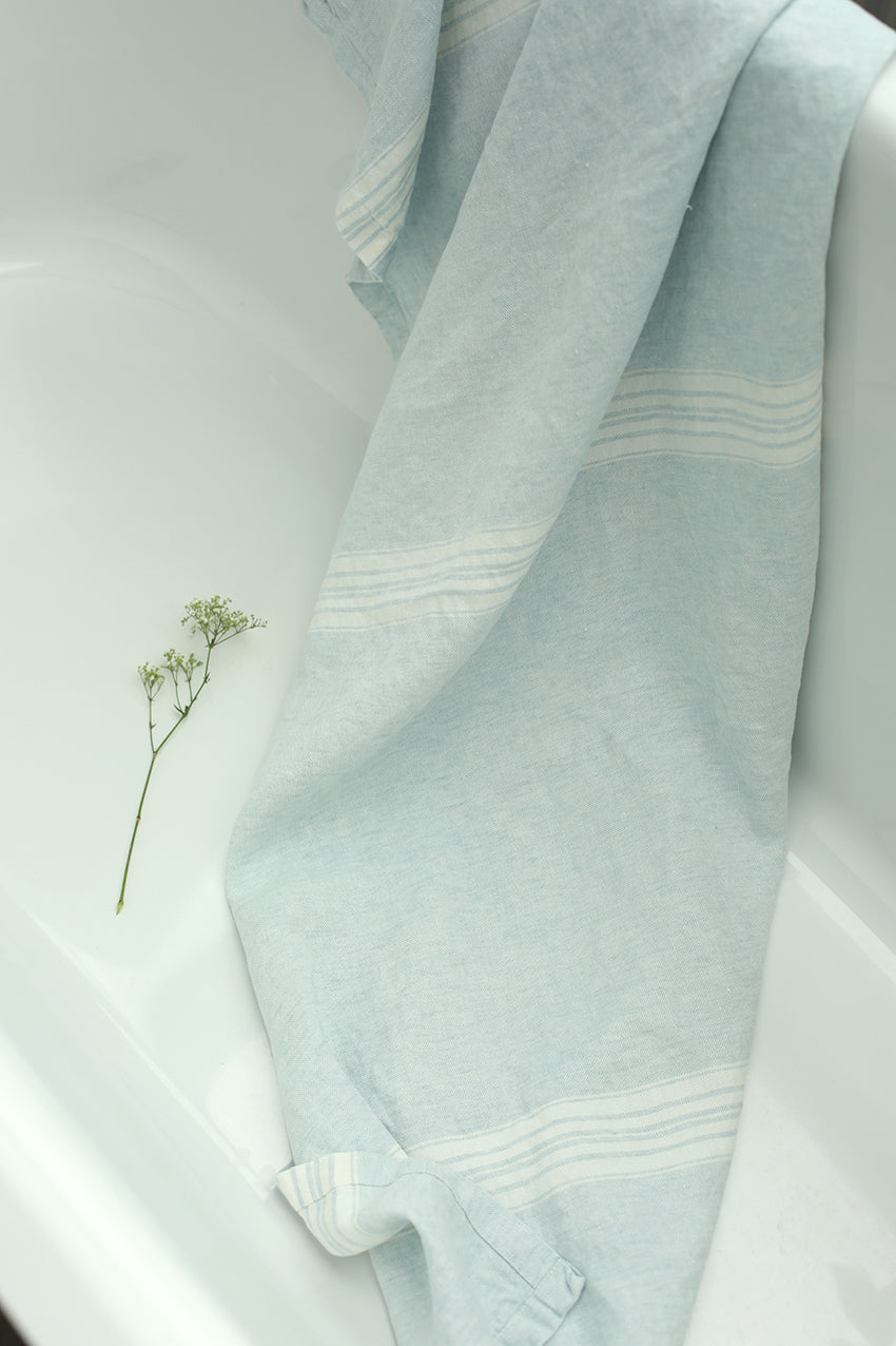 [from linenway.com] Maison Bath Towels - Mineral Blue + Sheet