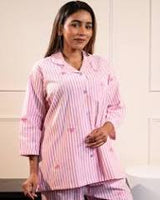 Pink stripe pyjamas and nightshirts