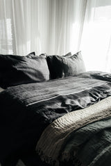 [from linenway.com] Trieste Linen King Duvet Cover - Charcoal Duvet Cover Set