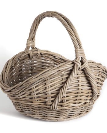 Oval grey rattan market basket