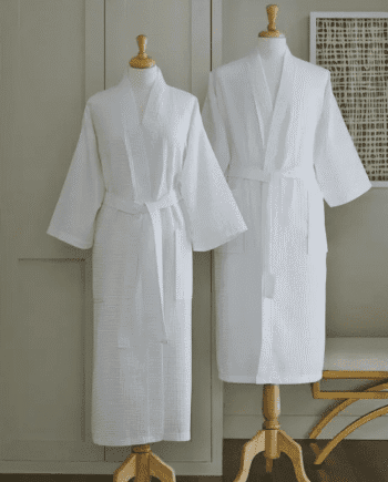 Sferra edison waffle poly cotton robe